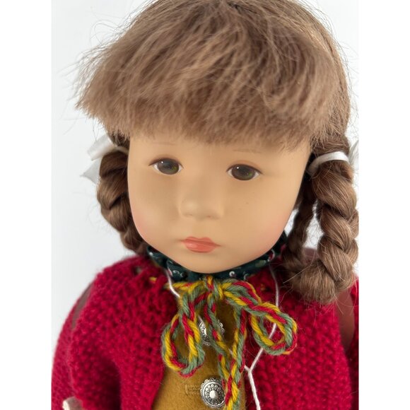 Original Käthe Kruse Stoffpuppe Doll Evchen With Red Sweater & Backpack - Picture 7 of 10